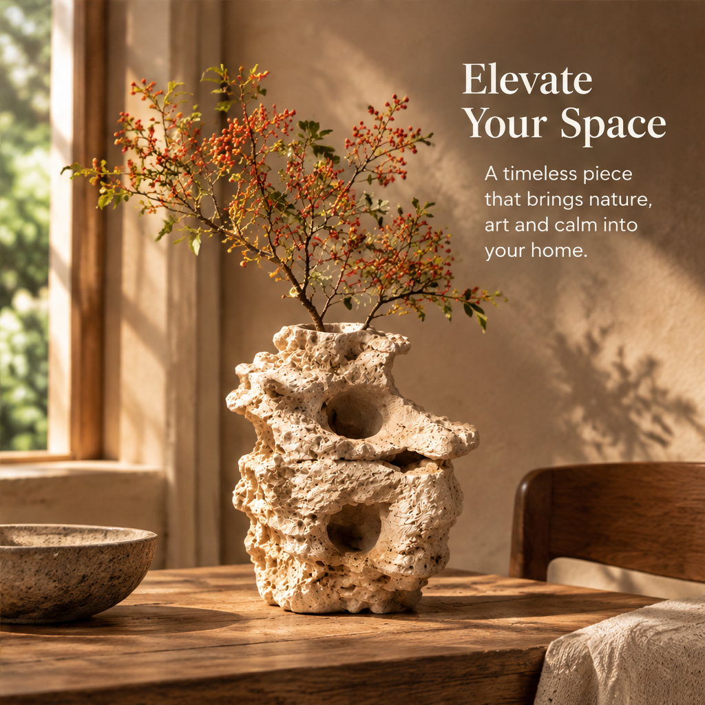 Elevate Your Space — timeless piece that brings nature, art and calm into your home, dining table lifestyle scene