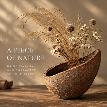 A Piece of Nature — clay bowl vase with dried botanicals, bringing warmth and character to your space