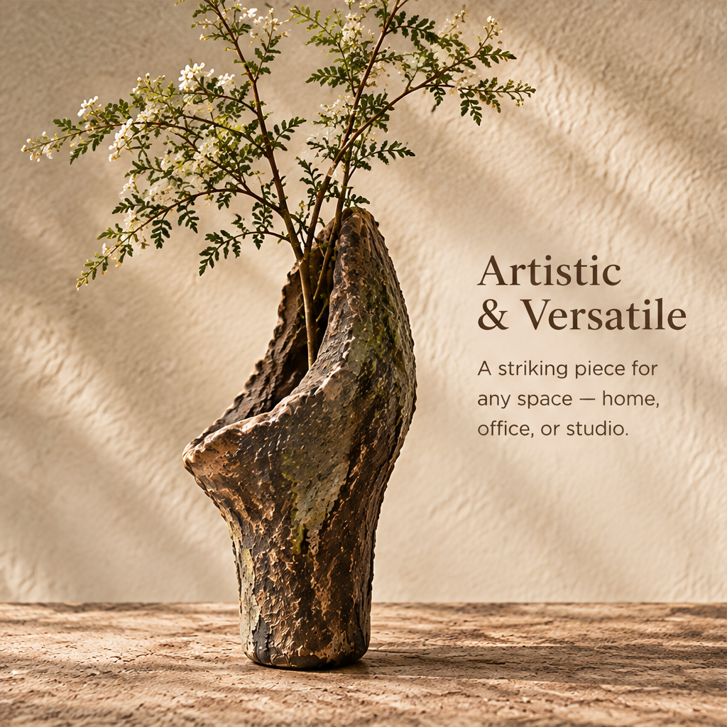 Artistic and versatile ceramic vase — a striking piece for any space, home, office, or studio