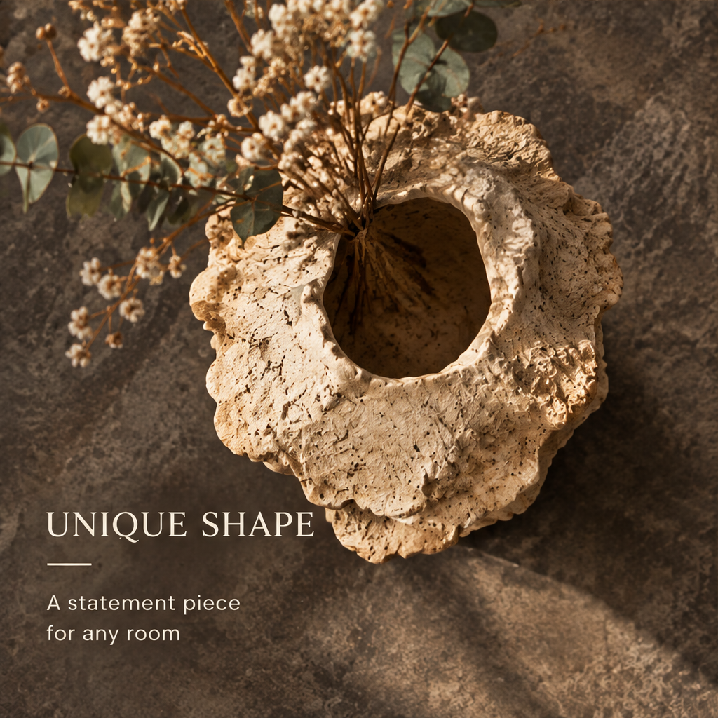Top-down view of ruffle clay vase — unique shape, a statement piece for any room