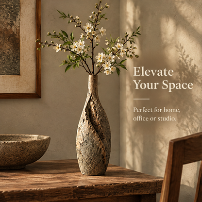 Elevate Your Space — ceramic tall neck vase on dining table, perfect for home, office or studio