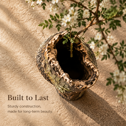 Built to Last — top-down view of sturdy ceramic vase, showing deep open interior and textured rim