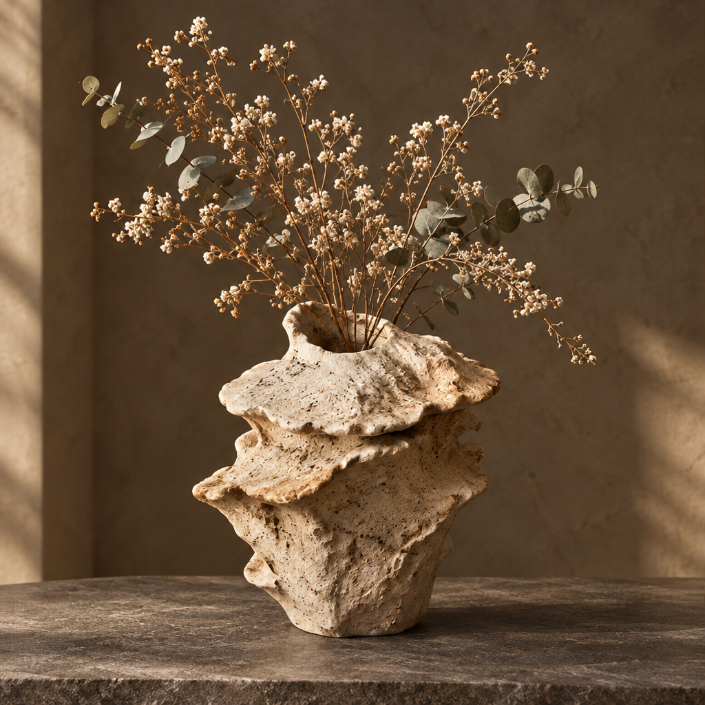 Artistic home decor clay vase holding dried wildflowers — Bring nature's beauty into your space