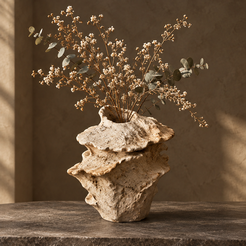 Artistic home decor clay vase holding dried wildflowers — Bring nature's beauty into your space